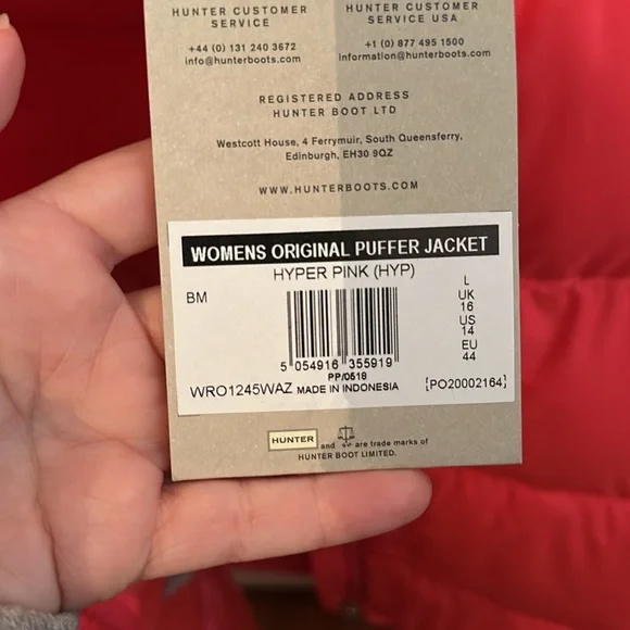 Hunter Women’s Original Puffer Jacket, size L, Hyper Pink NWT - Picture 13 of 13